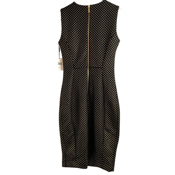 Calvin Klein Black & Gold Polka Dot Sleeveless Sheath Dress Size 2 NWT Pencil - Picture 6 of 9